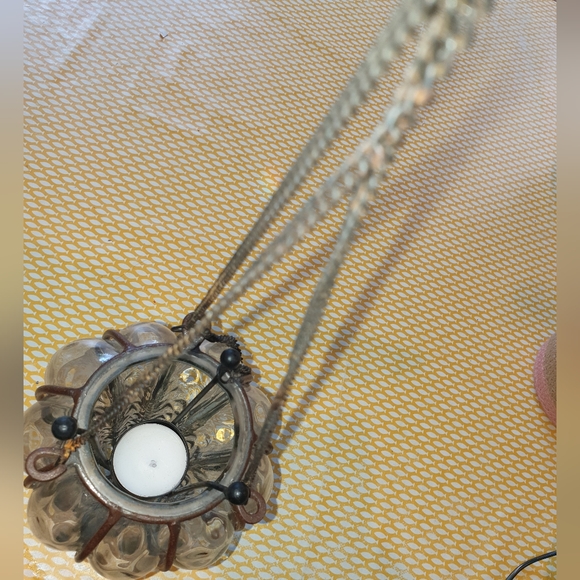 *SOLD* Cast iron glass hanging candle tealight holder vintage style shabby chic - Picture 5 of 11